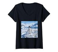 Mujer Pingüino Hielo Costera Vida Silvestre Paisaje Fotograf Camiseta Cuello V