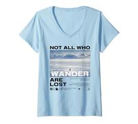 Mujer Pingüino Meme But Why Montaña Not All Who Wander Are Lost Camiseta Cuello V