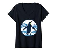 Mujer Pingüino Rumbo a Las montañas Camiseta Cuello V