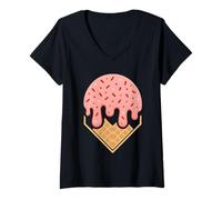 Mujer Pink Dripping Ice Cream Baseball Home Plate Sports Lover Camiseta Cuello V