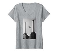 Mujer Pink Floyd Animals Pig Over Battersea Central eléctrica Camiseta Cuello V