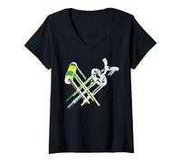 Mujer Pink Floyd Arte rupestre psicodélico Abstracto Progresivo Camiseta Cuello V