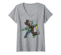 Mujer Pink Floyd Fighter Planes Warbird Rock Band Homenaje Camiseta Cuello V