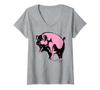 Mujer Pink Floyd Flying Pig Classic Rock Band Icono Camiseta Cuello V