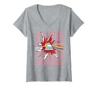 Mujer Pink Floyd Lado Oscuro De La Luna Prisma Rainbow Explosion Camiseta Cuello V