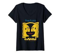 Mujer Pink Floyd Psychedelic Rock Yellow Face Camiseta Cuello V