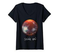 Mujer Pink Floyd WYWH50 Shine On Globe Wish You were Here 50th Camiseta Cuello V