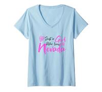 Mujer Pink Just a Girl Who Loves Nevada Cute Nevada Girl Camiseta Cuello V