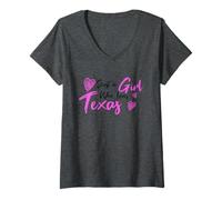 Mujer Pink Just a Girl Who Loves Texas, Cute Texas Girls Camiseta Cuello V