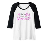 Mujer Pink Just a Girl Who Loves Vermont, Cute Vermont Girl Camiseta Manga Raglan