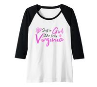 Mujer Pink Just a Girl Who Loves Virginia Cute Virginia Girl Camiseta Manga Raglan