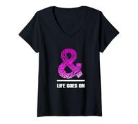 Mujer Pink & Life Goes On Pink Graphic Camiseta Cuello V