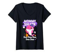 Mujer Pinkfong Baby Shark Mommy Shark Oficial Halloween Camiseta Cuello V
