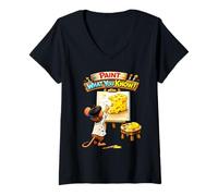 Mujer Pinta lo Que Sabes: Bonito diseño de ratón Camiseta Cuello V