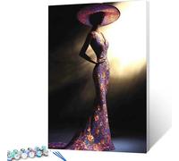 Mujer Pintar por Numeros Adultos, Cuadros para Pintar por Numeros Geisha, DIY Kit Manualidades Adultos con 3 Pinceles y Pigmento Acrílico, Paint by Numbers Adult para Decoracion Hogar 40x50cm 0-6588