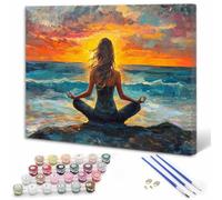 Mujer Pintar por Numeros Niños, Pintar por Numeros Adultos Atardecer Paint by Numbers Principiantes, Manualidades Niños 10 Años DIY Kit de Pintura al Óleo de Lienzo Decoracion 25x40cm Sin Marco Y3-218