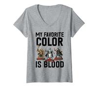 Mujer Pintor en Miniatura Divertido de My Favorite Color Is Blood Camiseta Cuello V
