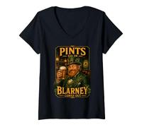 Mujer Pints Go In Blarney Sale Irish Leprechaun Camiseta Cuello V