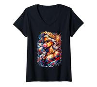 Mujer Pintura al óleo de la mitología Griega de la Diosa Athena Bubblegum Camiseta Cuello V