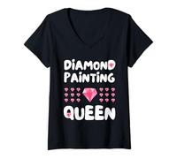 Mujer Pintura de diamantes Queen Art Craft Gift para artistas Camiseta Cuello V