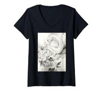 Mujer Pintura japonesa, serpiente blanca, arte japonés, espiritual Camiseta Cuello V