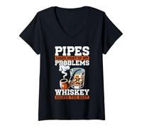 Mujer Pipa Fumar Entusiasta Roll Lover Pipa Fumar Hombres Camiseta Cuello V