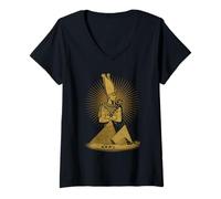 Mujer Pirámide de Dios Egipcio Osiris Vintage Pirámides De Giza Camiseta Cuello V