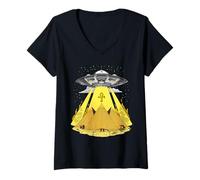 Mujer Pirámides Egipcias Aliens Mitología Egipcia Antigua OVNI Camiseta Cuello V