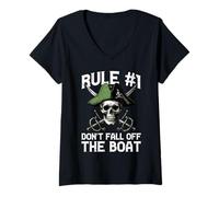 Mujer Pirate Rule 1 Dont Fall Off Boat Humor Divertido Hombres Mujeres Niños Camiseta Cuello V