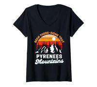 Mujer Pirineos Montañas Estado allí Hecho Que Divertido Viaje Retro Camiseta Cuello V