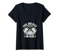 Mujer Piscina Divertida y Cerveza por eso Estoy aquí Diciendo Camiseta Cuello V