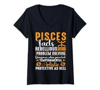 Mujer Piscis Signo del Zodiaco febrero Marzo Piscis Cumpleaños Hombres Mujeres Camiseta Cuello V