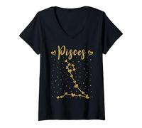 Mujer Piscis Signo del Zodiaco febrero Marzo Piscis Cumpleaños Hombres Mujeres Camiseta Cuello V