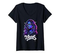 Mujer Piscis Zodiaco Astrología Signo Horóscopo Arte Celestial Camiseta Cuello V