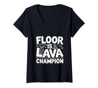 Mujer Piso Es Campeón De Lava Divertido Juego Camiseta Cuello V