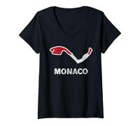 Mujer Pista de Carreras de Coches en Mónaco, Mónaco Circuito Racing Track Fan Camiseta Cuello V