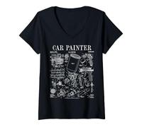 Mujer Pistola pulverizadora de Pintura para Pintor de automóviles, impresión de Patente Vintage Camiseta Cuello V