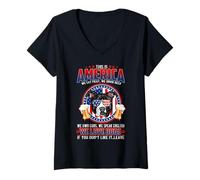 Mujer Pit Bull Dog This America We Love Dogs 4th of July Camiseta Cuello V