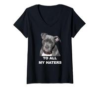 Mujer Pitbull a Todos mis Enemigos Camiseta Cuello V