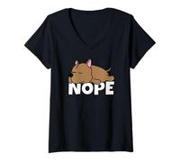 Mujer Pitbull American Pit Bull Terrier Perro Perezoso Nope Camiseta Cuello V