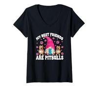 Mujer Pitbull Dog GNOME Graphic For Rescue Mom Pittbull Sayings Camiseta Cuello V