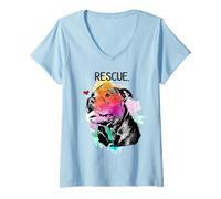 Mujer Pitbull - Perro de Rescate - Adopte No Compre Camiseta Cuello V