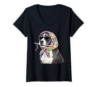 Mujer Pitbull Pittie Dog Granny - Hilo Cuadrado para Ganchillo Camiseta Cuello V