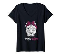 Mujer Pittie Mom American Pit Bull Terrier Amante de las mascotas Perro Mamá Camiseta Cuello V