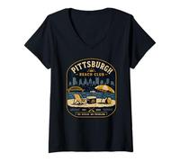 Mujer Pittsburgh Beach Club No Ocean No Problem Yinz PGH 412 Amor Camiseta Cuello V
