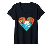 Mujer Pitufos Amante Pitufo Enamorado San Valentín Corazón Amor Más Retro Camiseta Cuello V