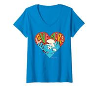 Mujer Pitufos Amante Pitufo Enamorado San Valentín Corazón Retro Amor Más Camiseta Cuello V