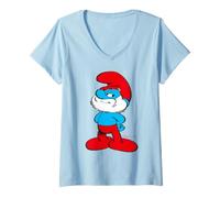 Mujer Pitufos Big Papa Wise Old Clever Genius Master Classic Pose Camiseta Cuello V