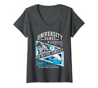 Mujer Pitufos Gargamel Smurf Team University Games Arena Village Camiseta Cuello V