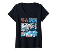 Mujer Pitufos Gargamel Tokio Japón Ataque Pitufo Pueblo Atraco Camiseta Cuello V
